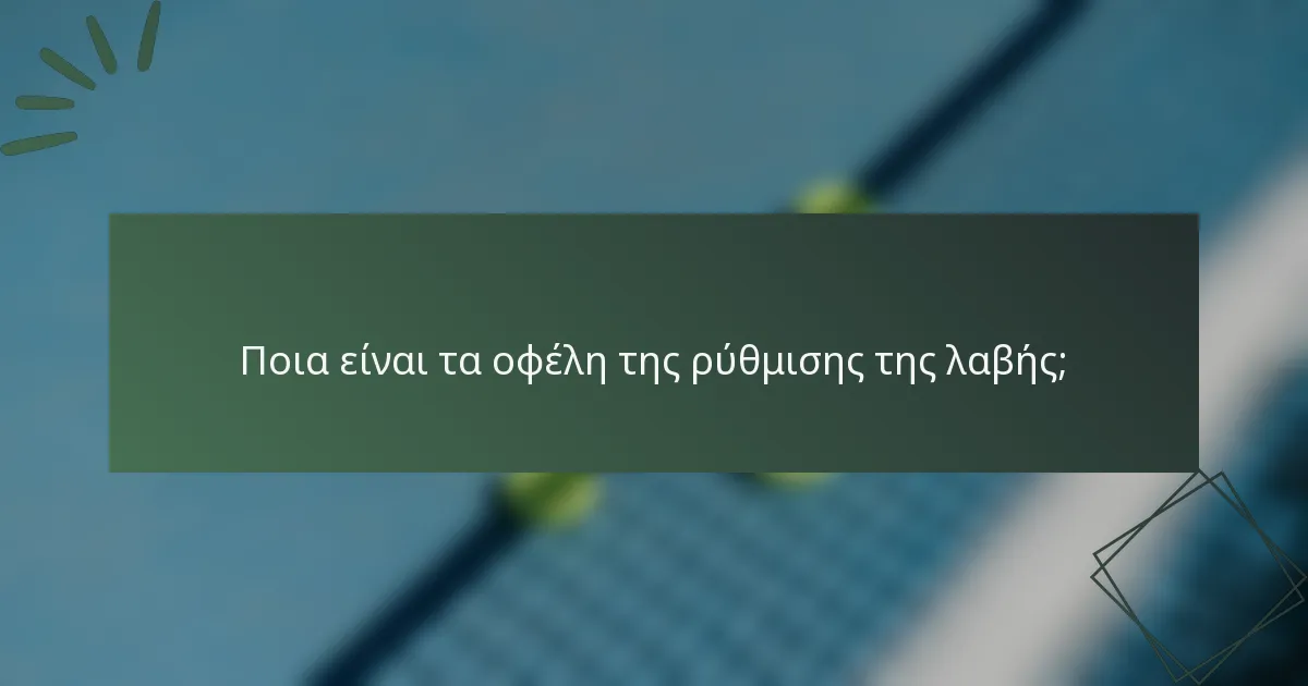 Ποια είναι τα οφέλη της ρύθμισης της λαβής;